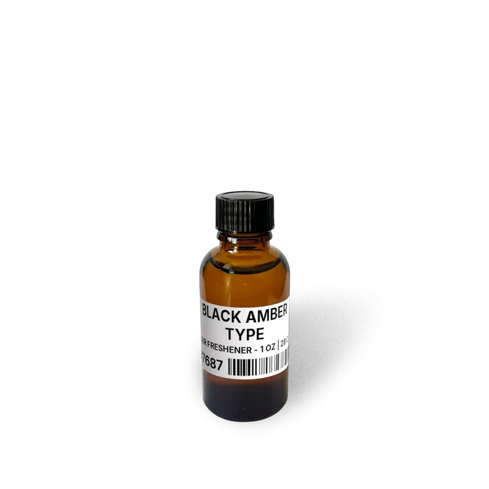 Black Amber Type Air Freshener - 1 oz | 28 g bottle image showing Air Freshener in 1 oz size. Fragrance product bottle photo for Black Amber Type Air Freshener - 1 oz | 28 g.