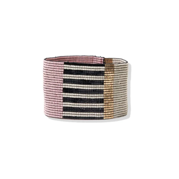 Blush Black Ivory Color Block And Stripe Luxe Stretch Bracelet
