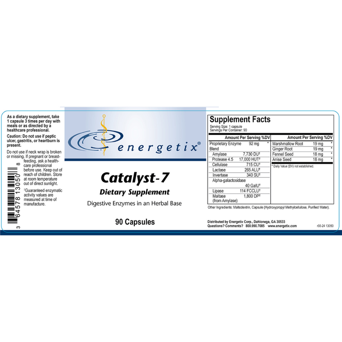 Energetix Catalyst-7 dietary supplement label on a white background