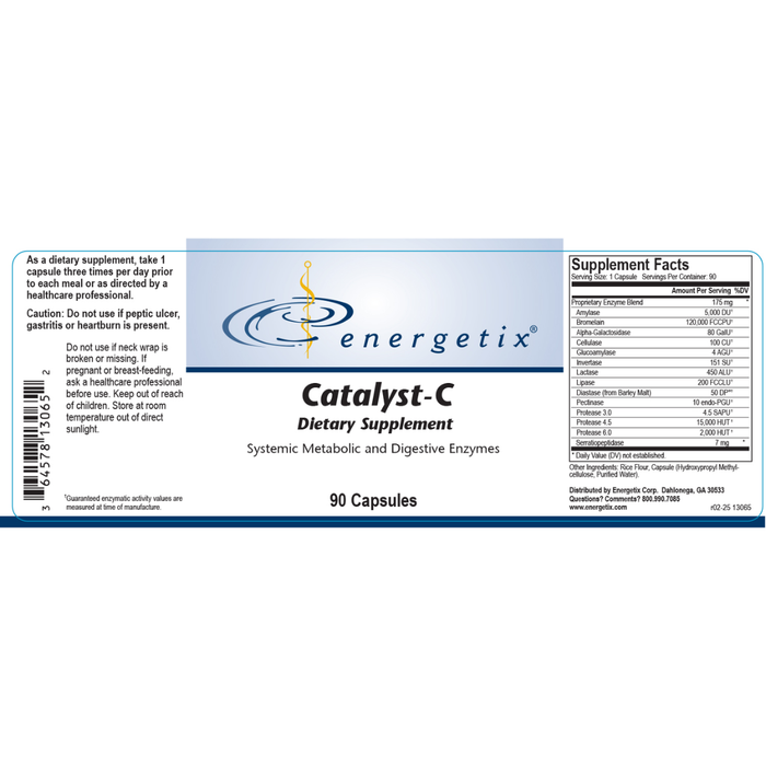 Energetix Catalyst-C dietary supplement label on a white background
