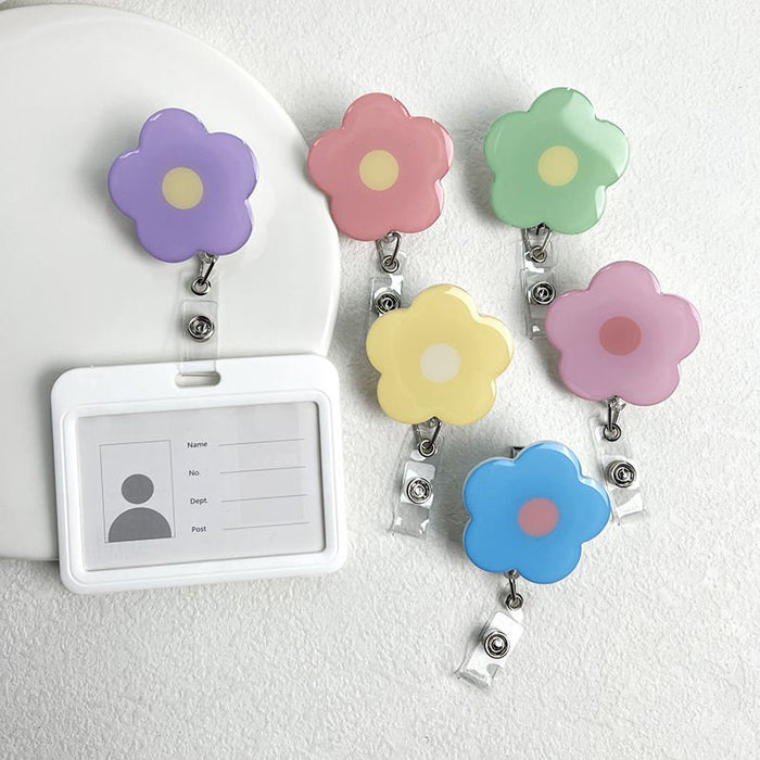 Daisy Retractable Badge Reel - Green with Yellow Centre - Get Scrubbed