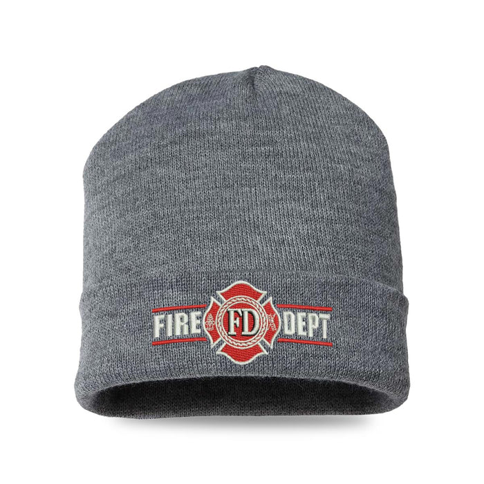 Fire Department Maltese Cross Knit Beanie Firefighter Winter Hat