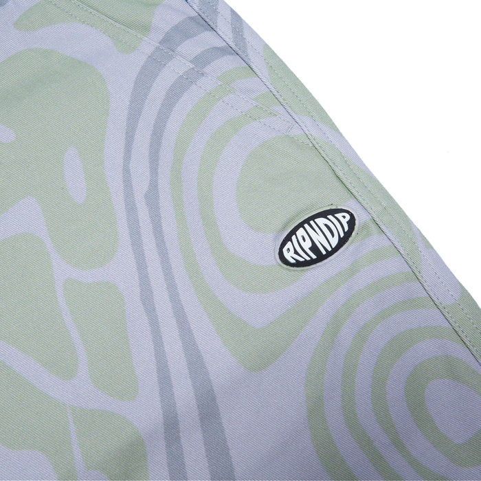 RIPNDIP Hypnotic Twill Shorts (Grey/Lavender/Neon)
