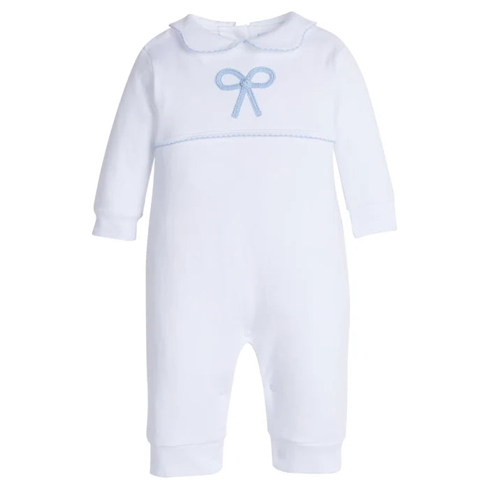 Little English - Crochet Playsuit - Blue Bow