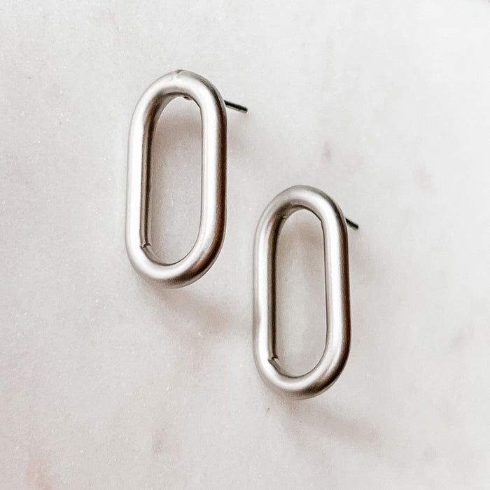 Matte Oval Post Earrings