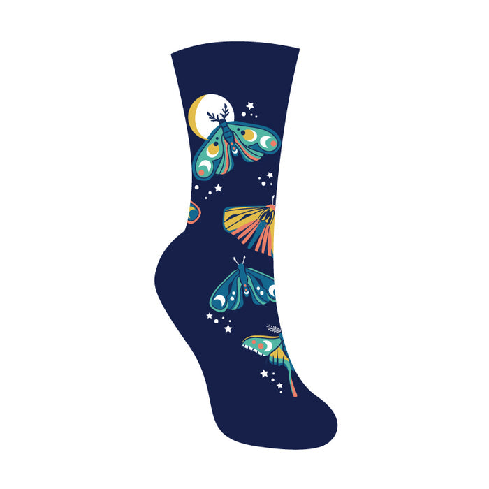 Moonlit Moth Crew Socks