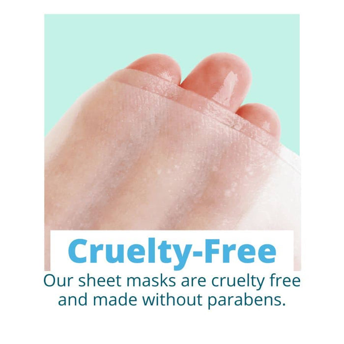 Hand holding translucent sheet mask with visible serum, highlighting cruelty-free and paraben-free skincare benefits