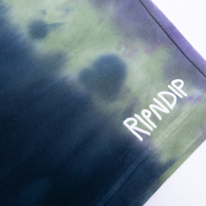 RIPNDIP Ripndip Rubber Logo Sweatshorts (Sage/Slate Tie Dye)