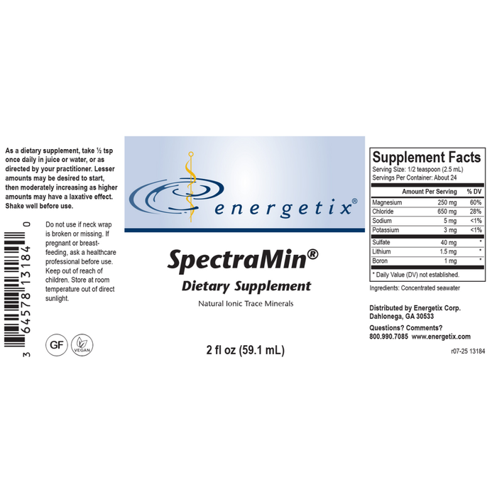 SpectraMin®, an ionic trace mineral complex, helps maintain the body’s mineral and electrolyte balance