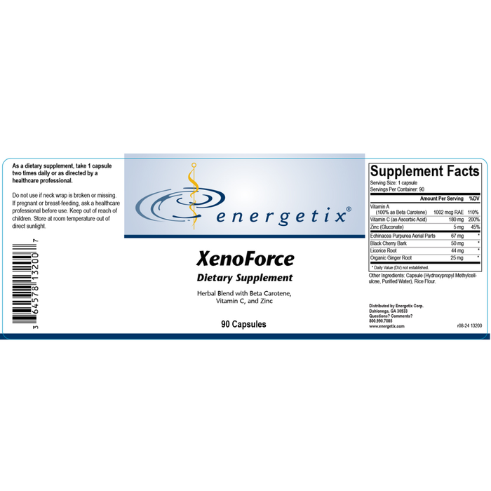 XenoForce is an herbal nutritional blend with antioxidants, zinc, and high levels of vitamins A and C that helps maintain normal immune function.