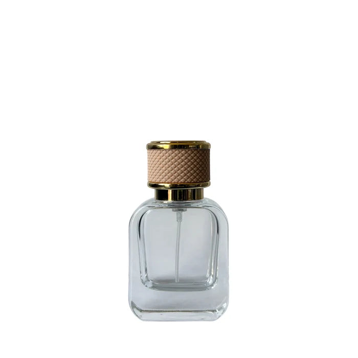 1 oz (30 ml) Clear Glass Rounded Rectangle Perfume Bottle with Blond Cap - World of Aromas