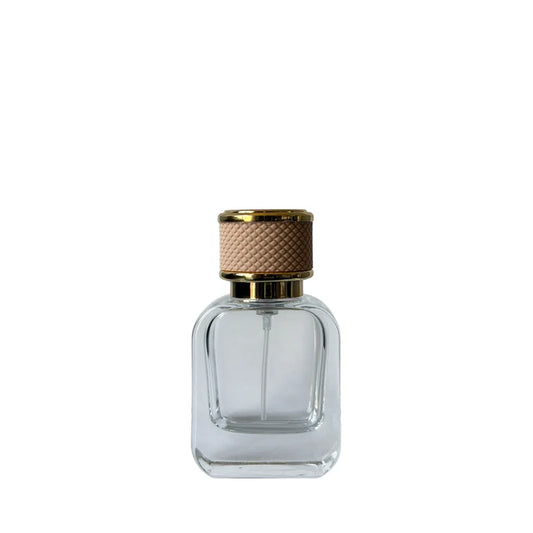 1 oz (30 ml) Clear Glass Rounded Rectangle Perfume Bottle with Blond Cap - World of Aromas