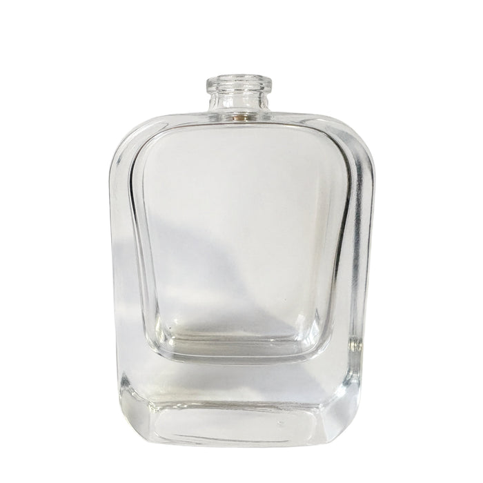1 oz (30 ml) Clear Glass Rounded Rectangle Easy Crimp 15 mm Neck Perfume Bottle with Black Cap Set - World of Aromas