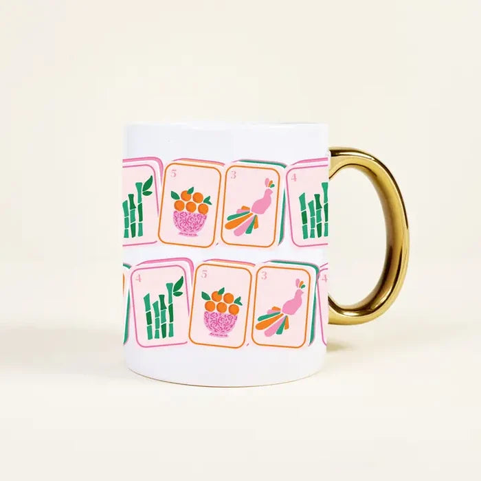 11 oz Cozy Cute Ceramic Mug–Mahjong Tiles