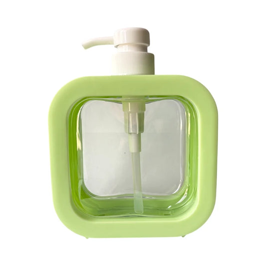 17 oz (500 ml) Clear Plastic Pump Bottle with Green Casing - World of Aromas