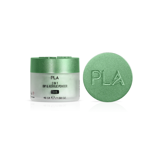 Green jar of PLA 2-in-1 Dip & Acrylic Powder with a matching green lid on a white background