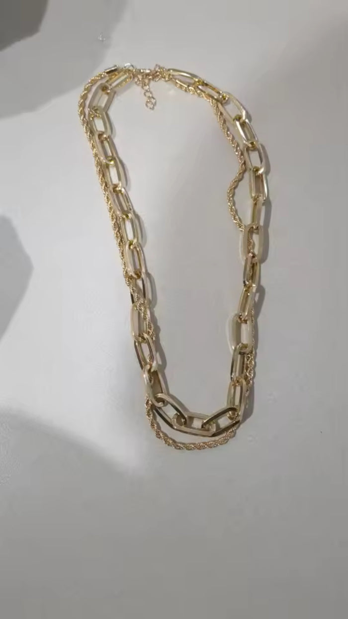 3-Layer Gold Chunky Paperclip Chain OT Coin Necklace Women Punk Fashion Jewelry