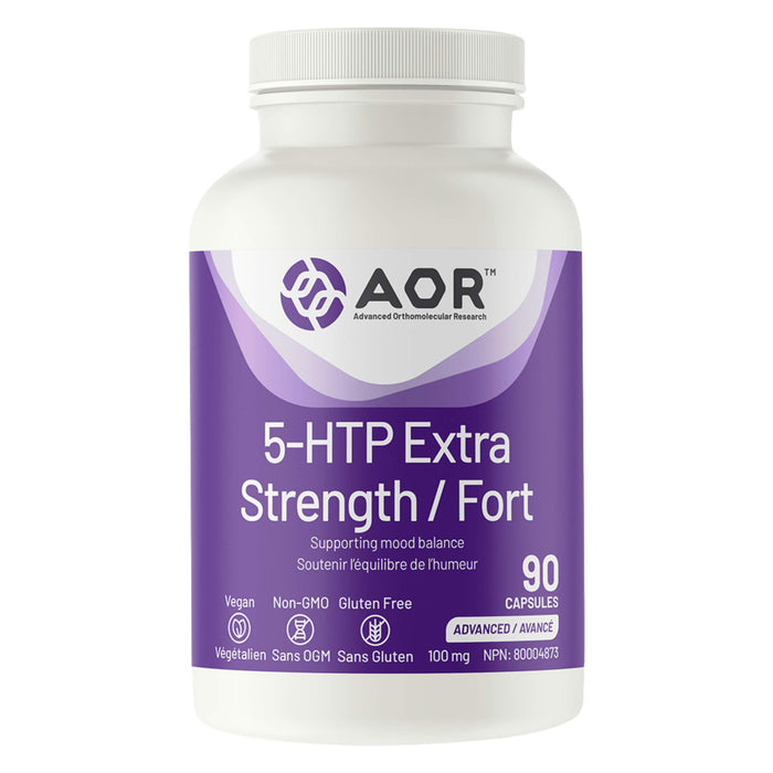 Bottle of AOR 5-HTP Extra Strength 90 Capsules