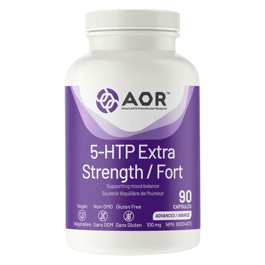 Bottle of AOR 5-HTP Extra Strength 90 Capsules