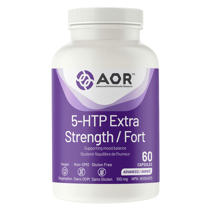 Bottle of AOR 5-HTP Extra Strength 60 Capsules