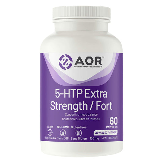 Bottle of AOR 5-HTP Extra Strength 60 Capsules