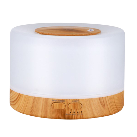 500ml Ultrasonic Home Diffuser, Natural Wood and White, 7 Color LED