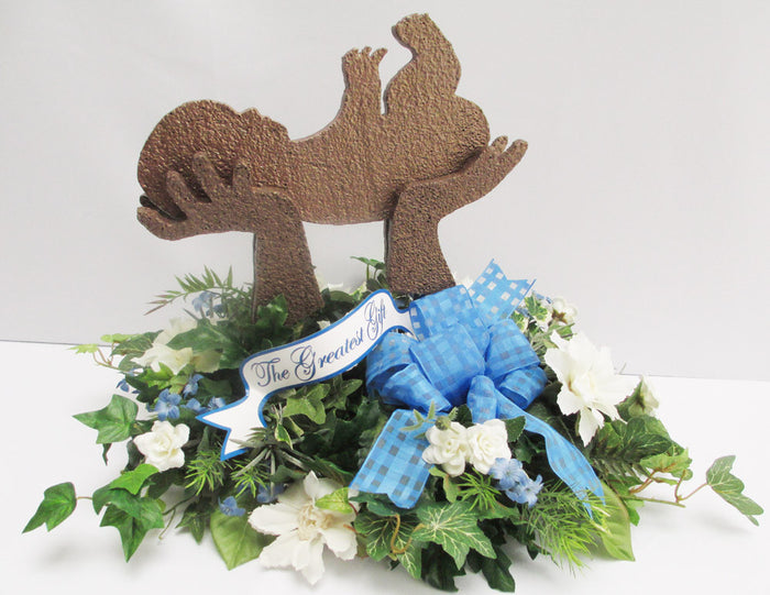 Baby in Hands centerpiece - Designs by Ginny