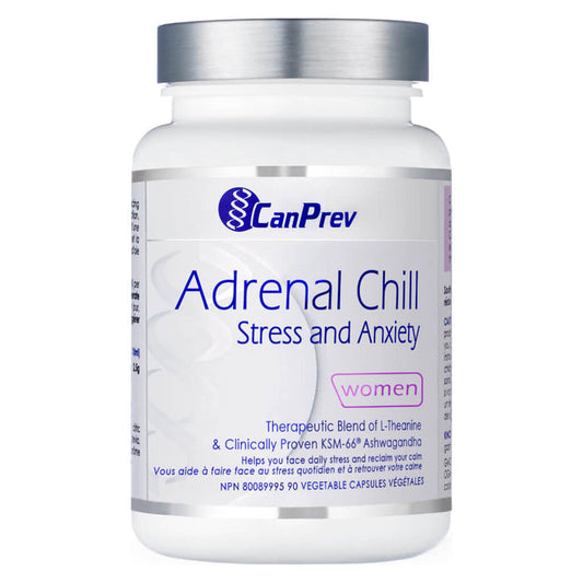 Bottle of CanPrev Adrenal Chill 90 Vegetable Capsules