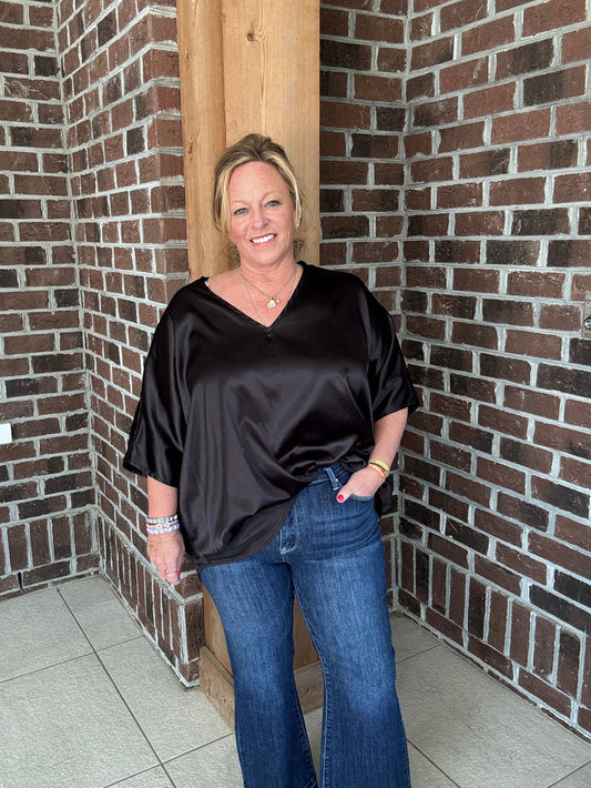 Adrienne Black Luxe Dolman Top