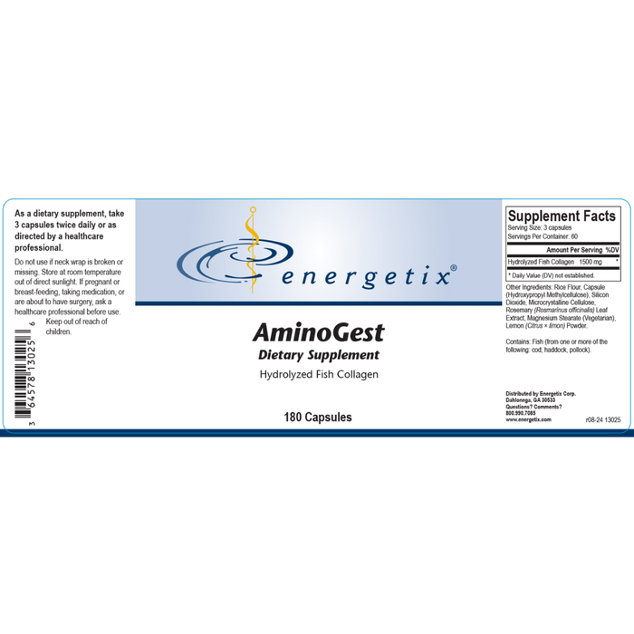 AminoGest by Energetix, digestive support, digestive healthy, digestion, healthy digestion, pre-digested protein, normal digestion, ocean white fish protein, protein