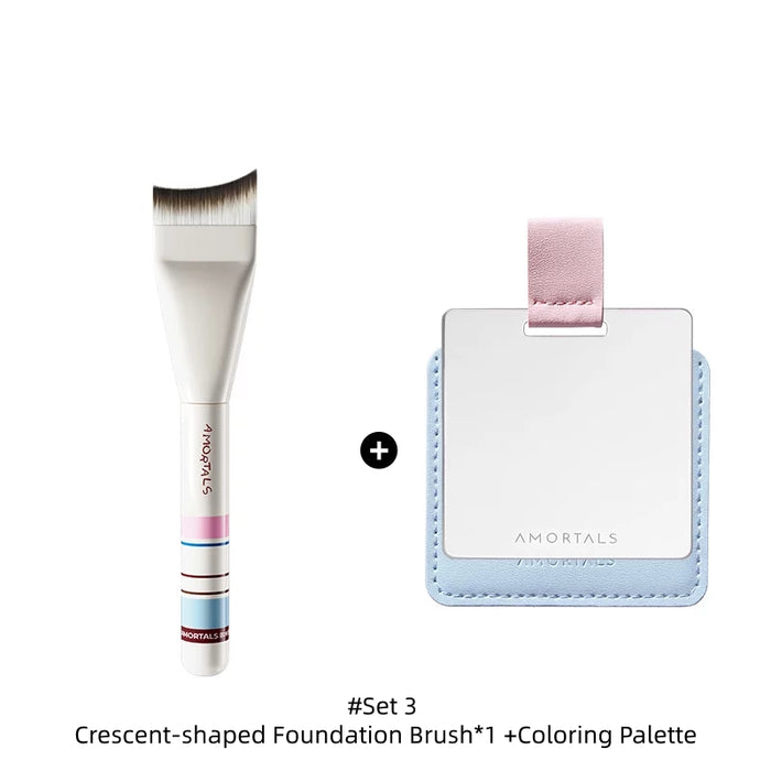 #Set 3 Crescent-shaped Foundation Brush*1 +Coloring Palette
