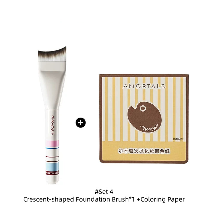 #Set 4 Crescent-shaped Foundation Brush*1 +Coloring Paper