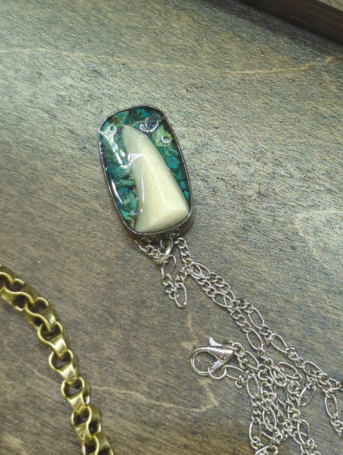 BadAssBabe resin antler tip necklace featuring a natural, handcrafted design on a delicate chain.