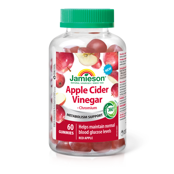 31001118 Jamieson Apple Cider Vinegar Gummies 500 mg, 60 ct 9562_R2074_GUM_AppleCiderVin+Chrom_400cc_BTL_MAIN