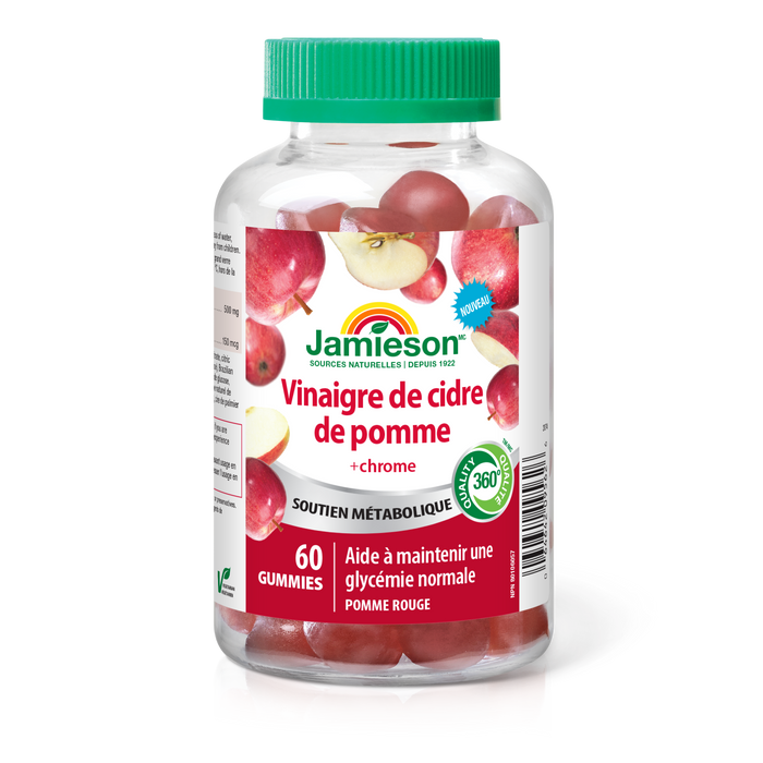 31001118 Jamieson Apple Cider Vinegar Gummies 500 mg, 60 ct 9562_R2074_GUM_AppleCiderVin+Chrom_400cc_BTL_MAIN2