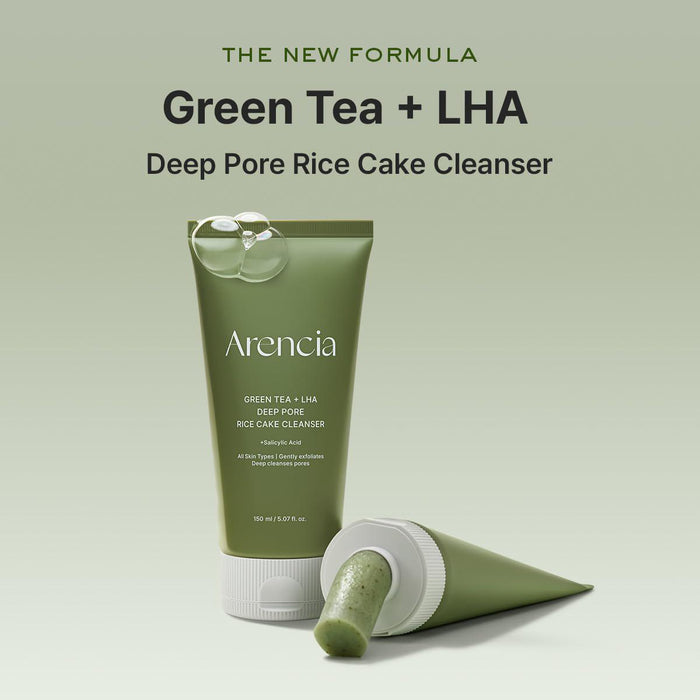 Arencia Green Tea + LHA Deep Pore Rice Cake Cleanser 150 mL