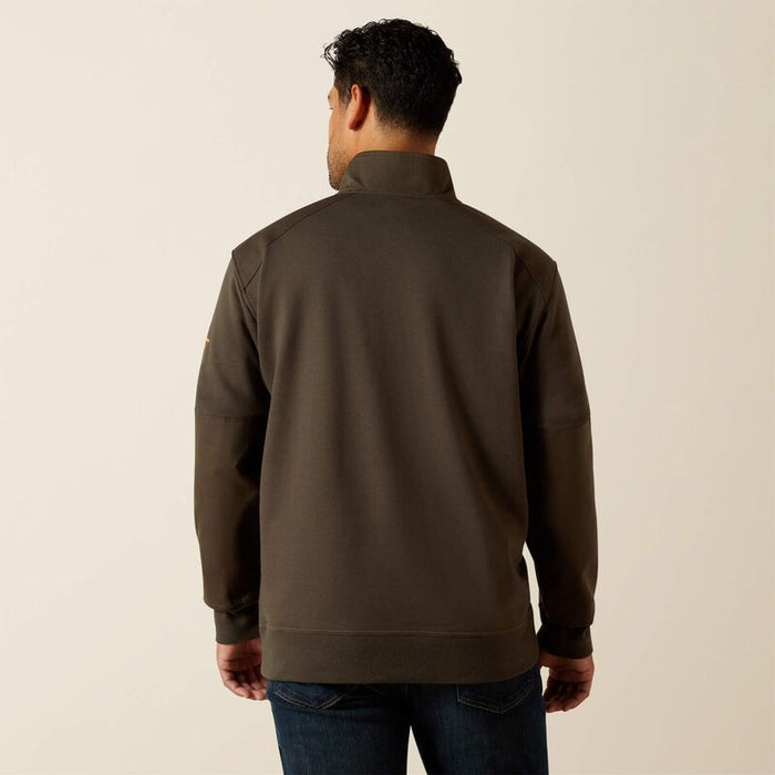 Ariat Mens Rebar Workman Duracanvas 1/4 Zip Sweatshirts - Earth