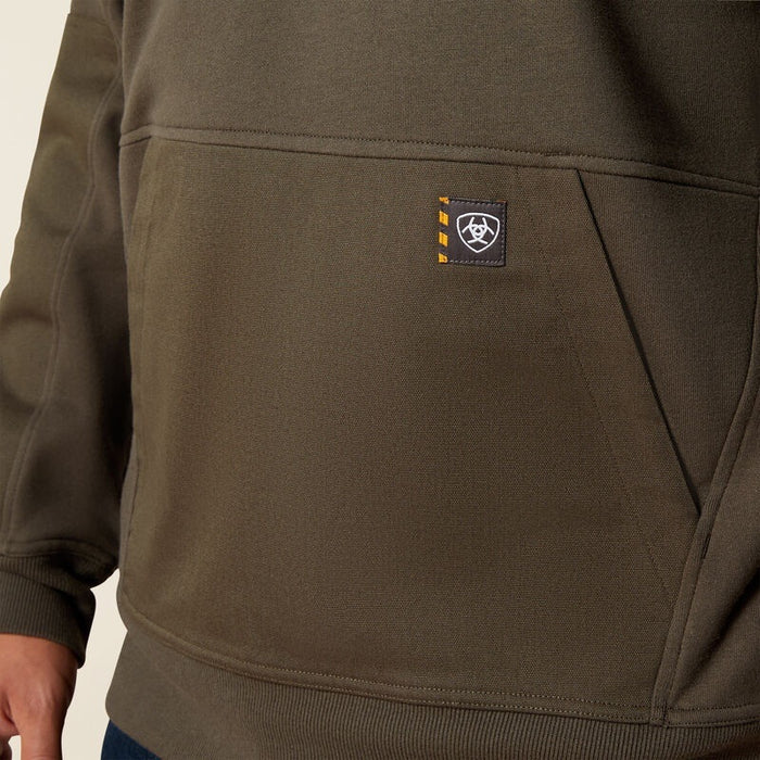 Ariat Mens Rebar Workman Duracanvas 1/4 Zip Sweatshirts - Earth