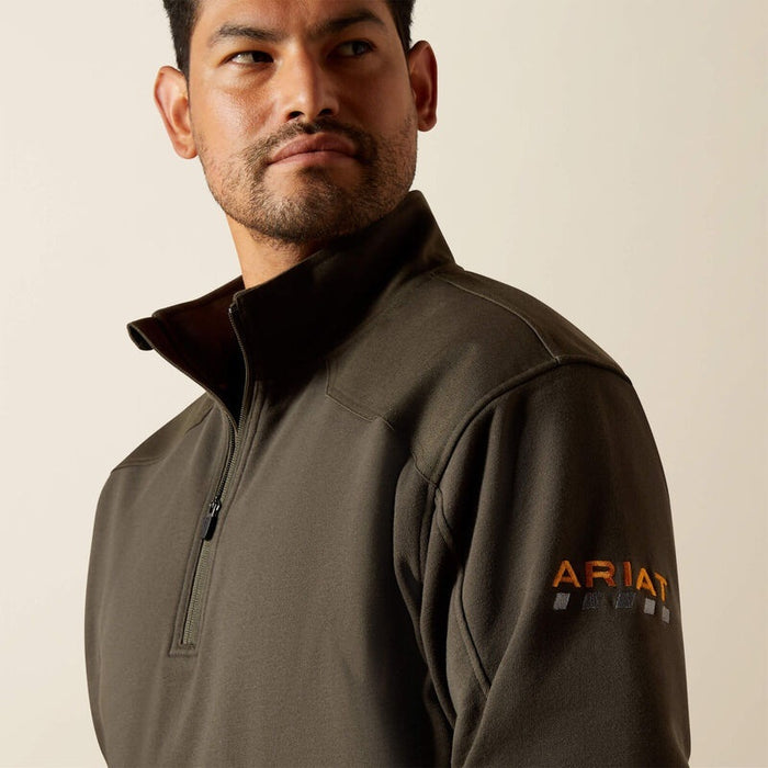 Ariat Mens Rebar Workman Duracanvas 1/4 Zip Sweatshirts - Earth