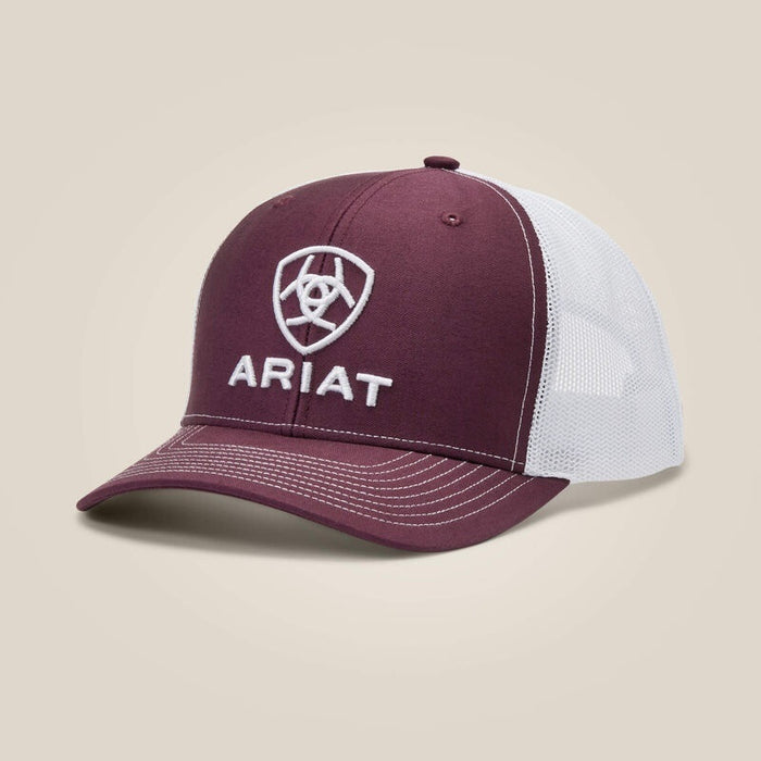 Ariat Stacked Logo Trucker Cap - Burgundy / White