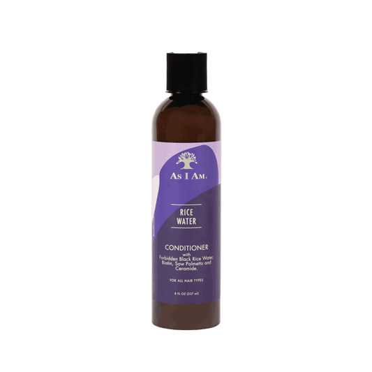 As I Am Rice Water Conditioner bottle with natural ingredient benefits for moisturizing and strengthening hair