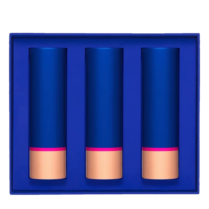 Augustinus Bader The Tinted Balm Trio in three blue-and-nude balm tubes