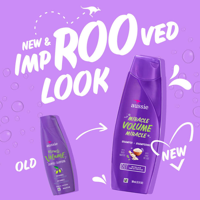 AUSSIE Miracle Volume Miracle Shampoo With Rice Water شامبو أوسي المعجزة لزيادة كثافة الشعر بماء الأرز من اوسي
