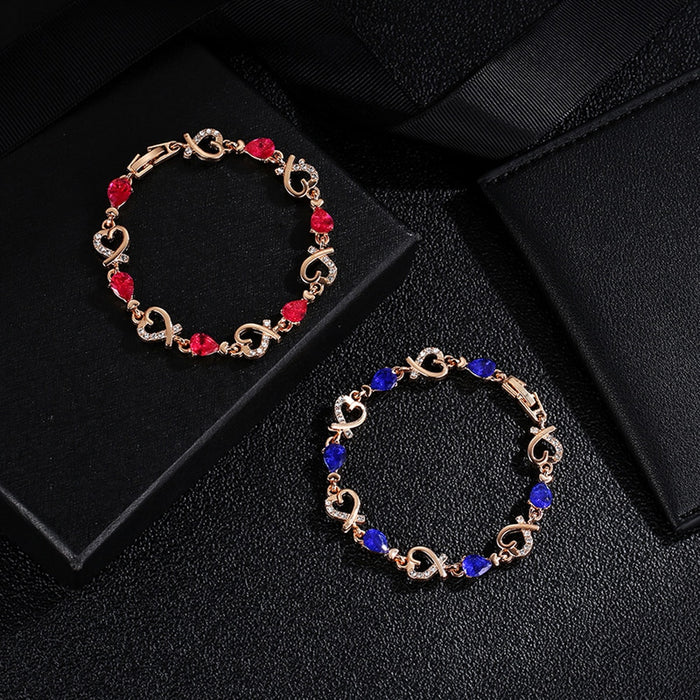 Austrian Crystal Fashion Heart Chain Bracelet
