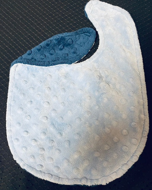 Bib-Two Tone Minky Light Blue/Navy