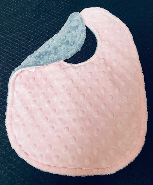 Bib-Two tone minky Pink/Grey