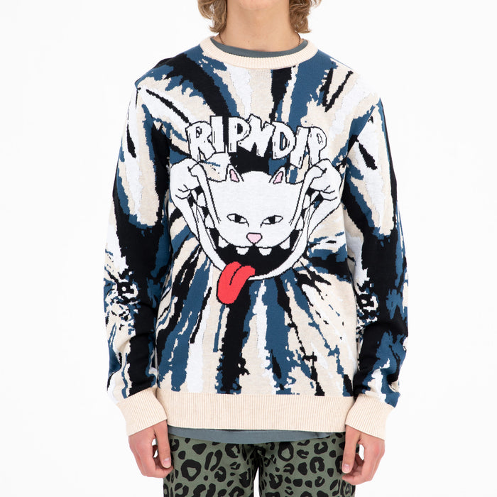RIPNDIP Big Smile Knit Sweater (Cream/Navy)