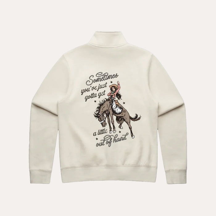Binks & Bo Ladies Outta Hand Ladies Quarter Zip Sweaters - Ecru
