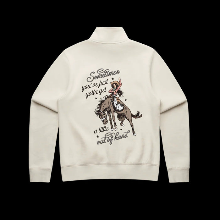 Binks & Bo Ladies Outta Hand Ladies Quarter Zip Sweaters - Ecru