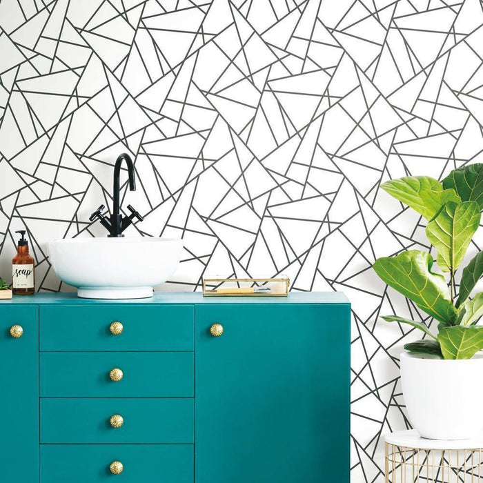 Black Fracture Peel & Stick Wallpaper - EonShoppee